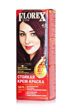 Стойкая крем-краска для волос Florex Super 4.0 Красное дерево, 100 мл