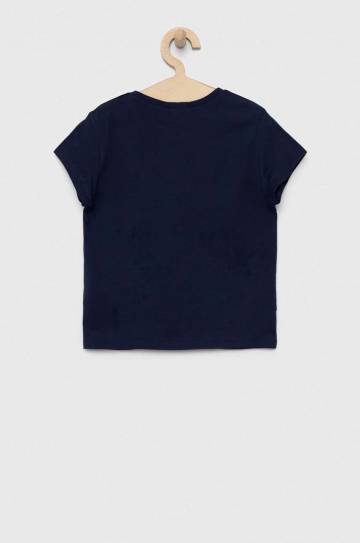 Детская хлопковая футболка United Colors of Benetton цвет синий однотонная Детская хлопковая футболка United Colors of Benetton цвет синий однотонная