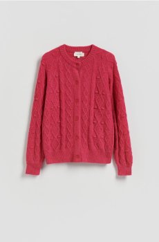 Reserved - Кардиган з вовною та альпакою - рожевий - 475IY-30X