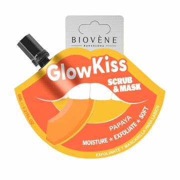 Маска-скраб для губ Biovene Glow Kiss Papaya Lip Scrub & Mask, 8 мл Маска-скраб для губ Biovene Glow Kiss Papaya Lip Scrub & Mask, 8 мл