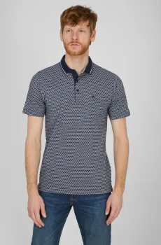 Мужское темно-синее поло с узором Синий M Pierre Cardin PC.-C5 20944.2072