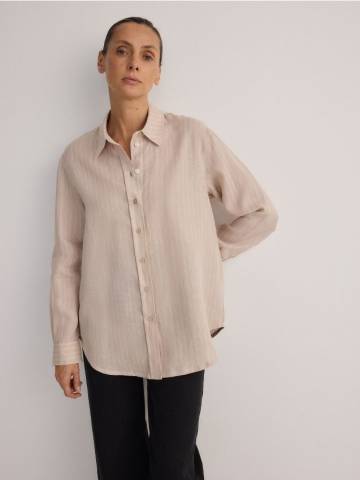 Reserved - Лляна сорочка oversize - різнобарвний - 820AX-MLC Reserved - Лляна сорочка oversize - різнобарвний - 820AX-MLC