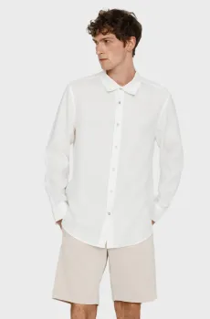 Мужская белая льняная рубашка Белый M PRPY PMSHRKALUA004