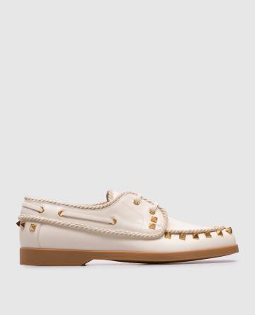 Бежевые кожаные топпсайдеры Rockstud Бежевые кожаные топпсайдеры Rockstud