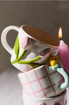 Кружка з 3D квітами - різнобарвний