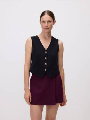 Reserved - Спідниця-шорти з віскози - червоне дерево - 299FT-93X