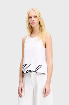 Женская белая майка SIGNATURE HEM TANK TOP Белый XS Karl Lagerfeld A2W17066