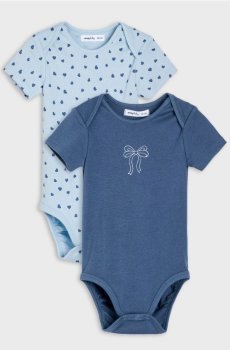 Бавовняне боді з мотивом бантиків 2 pack - індиго