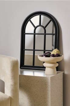 Декоративне дзеркало у формі вікна з металевою рамою - чорний
