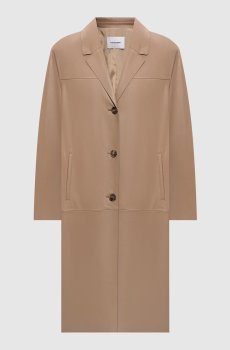 Бежевое кожаное пальто