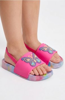 Шльопанці з мотивом метелика та підошвою tie-dye - різнобарвний