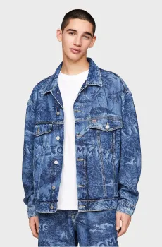 Мужская синяя джинсовая куртка с узором AIDEN OVSZ TRUCKER Синий XL Tommy Jeans DM0DM18971