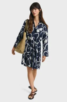 Женское темно-синее платье с узором REL SAILING PRINT SHIRT DRESS Синий 34 Gant 4503388