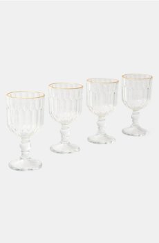 Набір келихів з фактурою та золотим обідком 4 pack - clear