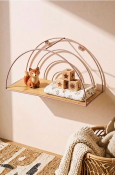 Металева настінна полиця - пастельний рожевий