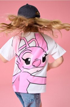 Бавовняна футболка з принтом Lilo & Stitch - білий