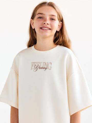 Reserved - Футболка з вишивкою - нюдовий - 702EG-02X Reserved - Футболка з вишивкою - нюдовий - 702EG-02X