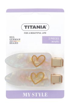 Зажим для волос Titania бело-перламутровый, 6.5 см, 2 шт (8374)