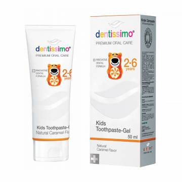 Детская зубная паста Dentissimo Kids With Caramel Aroma, от 2 до 6 лет, 50 мл Детская зубная паста Dentissimo Kids With Caramel Aroma, от 2 до 6 лет, 50 мл