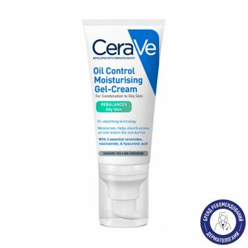 Матирующий увлажняющий крем CeraVe Oil Control Moisturising Gel-Cream для комбинированной и жирной кожи лица, 52 мл Матирующий увлажняющий крем CeraVe Oil Control Moisturising Gel-Cream для комбинированной и жирной кожи лица, 52 мл