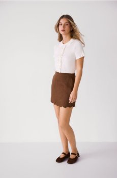 Reserved - Мініспідниця з льону - коричневий - 445IK-88X
