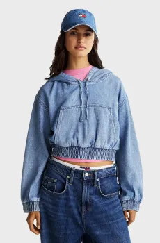 Женское голубое джинсовое худи TJW DENIM CROPPED HOODIE Голубой XS Tommy Jeans DW0DW20539