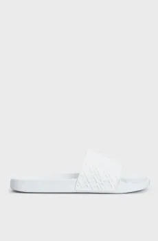 Мужские белые слайдеры с узором RUBBER TH MONOGRAM POOL SLIDE Белый 43 Tommy Hilfiger FM0FM04464