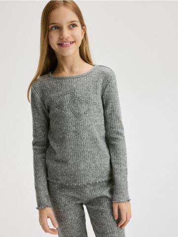 Reserved - GIRLS` BLOUSE - темно-сірий - 521EG-90X Reserved - GIRLS` BLOUSE - темно-сірий - 521EG-90X