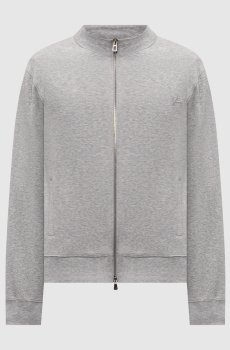 Серая меланжевая спортивная куртка с вышивкой эмблемы