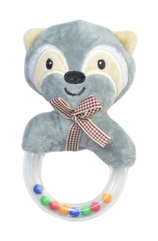Мягкая игрушка-погремушка с пластиковым кольцом Lindo Енот, с рождения, 15*9*5 см (F 1020)