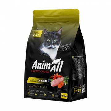 Сухой корм для взрослых кошек AnimAll со свежей курицей, 400 г Сухой корм для взрослых кошек AnimAll со свежей курицей, 400 г