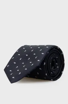Мужской темно-синий шелковый галстук с узором Синий ONESIZE BOSS 50556050;404