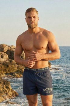 Плавки з написом - темно-синій