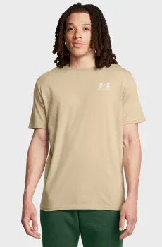 Мужская бежевая футболка UA M SPORTSTYLE LC SS Бежевый S Under Armour 1326799-300