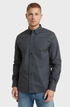 Мужская темно-синяя рубашка One pkt regular shirt l/s Синий S G-Star RAW D24292,D308