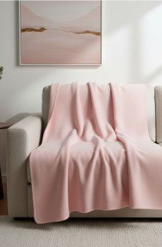 Однотонний плед - пастельний рожевий