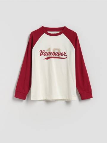 Reserved - Бавовняний лонгслів з принтом - кремовий - 033FI-01X