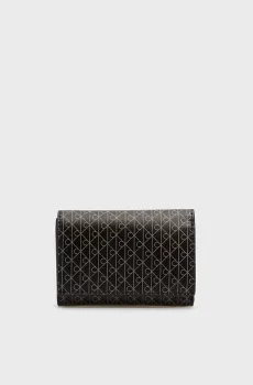 Женский черный кошелек с узором EMBLEM AOP TRIFOLD Черный ONESIZE Calvin Klein LV04F1118G