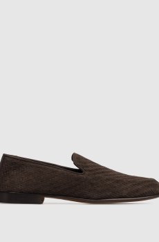 Коричневые замшевые плетеные лоферы