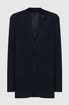 Синий пиджак с шерстью