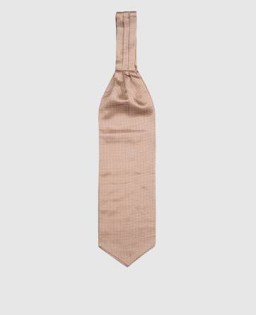 Бежевый галстук-пластрон из шелка в узор