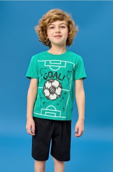 Бавовняна піжама з футбольним мотивом - зелений