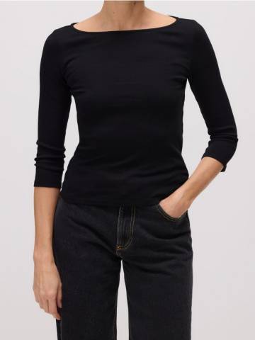 Reserved - Бавовняний лонгслів - чорний - ZR403-99X