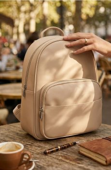 Рюкзак зі штучної шкіри - бежевий