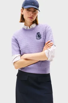 Женский сиреневый джемпер CO CABLE FINE Сиреневый XS Tommy Hilfiger WW0WW47299