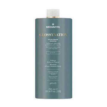 Подготовительный шампунь для ламинирования волос Medavita Glossynation Polish Primer Shampoo Step 1 pH4.5, 750 мл Подготовительный шампунь для ламинирования волос Medavita Glossynation Polish Primer Shampoo Step 1 pH4.5, 750 мл