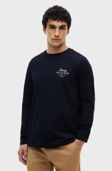 Мужской темно-синий лонгслив SCRIPT STACK Синий XL Tommy Hilfiger MW0MW43225