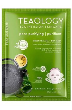 Тканевая маска для лица Teaology Green Tea AHA + BHA Face and Neck Mask, 21 мл