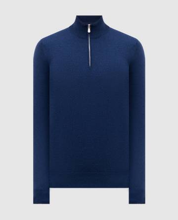 Синий джемпер из кашемира с молнией