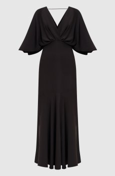 Коричневое платье миди с шелком